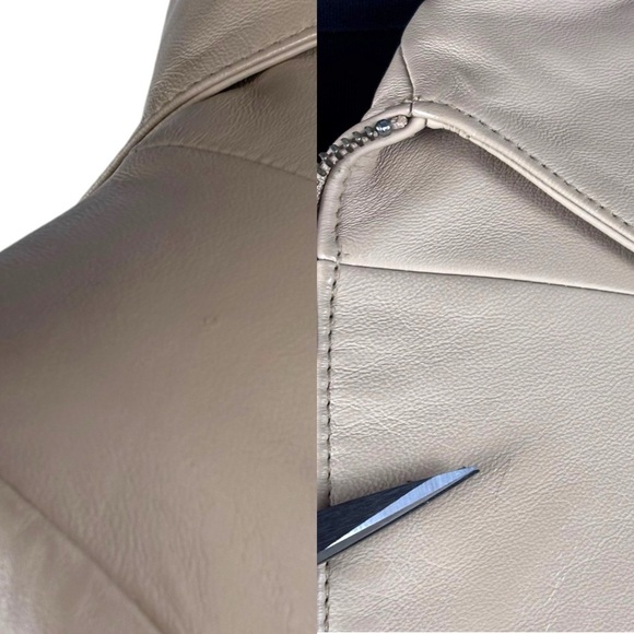 VINTAGE Y2K VID COLLECTION LEATHER LACE UP CORSET STYLE CREAM ZIP UP JACKET - Picture 14 of 15